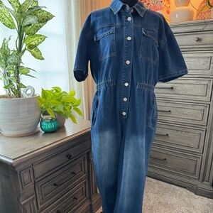 Fashion Nova Soft & Stretchy Denim Jumpsuit – Size 14